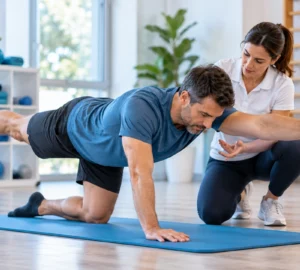 Esercizio di Ginnastica Posturale con movimento attivo guidato dall’insegnante a Chiasso