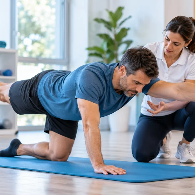 Esercizio di Ginnastica Posturale con movimento attivo guidato dall&rsquo;insegnante a Chiasso